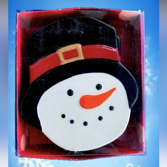 St Nicholas Square Set Of 4 Coasters, Glass Snowmen coasters - Picture 2 of 5